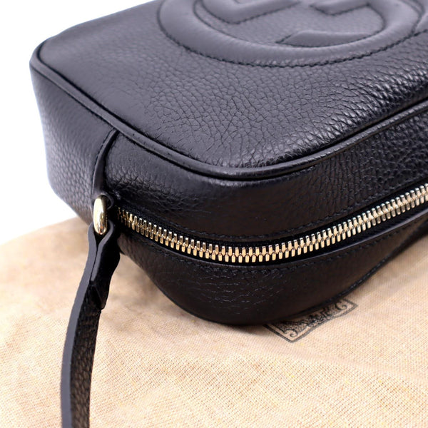 GUCCI Soho Disco Pebbled Leather Crossbody Bag Black 308364