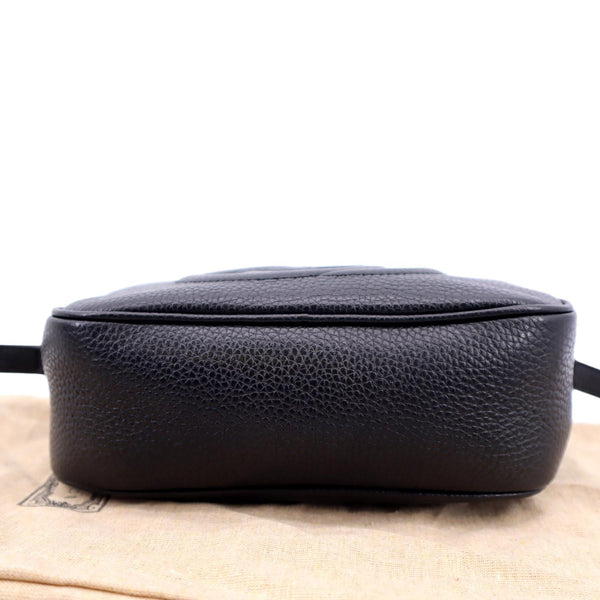 GUCCI Soho Disco Pebbled Leather Crossbody Bag Black 308364