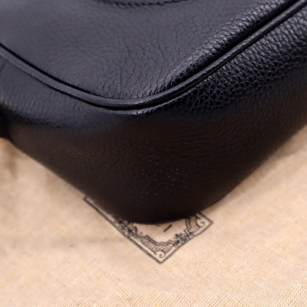 GUCCI Soho Disco Pebbled Leather Crossbody Bag Black 308364
