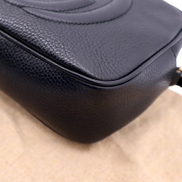 GUCCI Soho Disco Pebbled Leather Crossbody Bag Black 308364