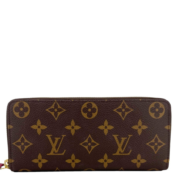 LOUIS VUITTON Clemence Monogram Canvas Zippy Wallet Brown