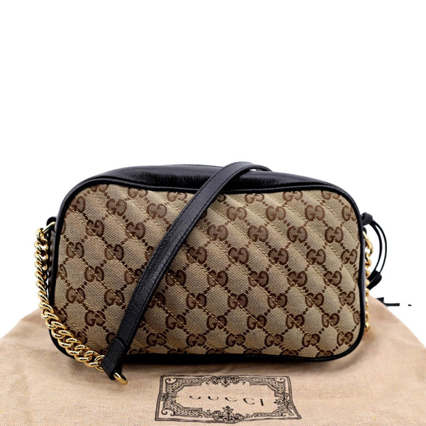 GUCCI GG Marmont Small Matelasse Canvas Leather Crossbody Bag Beige 447632