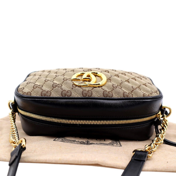 GUCCI GG Marmont Small Matelasse Canvas Leather Crossbody Bag Beige 447632