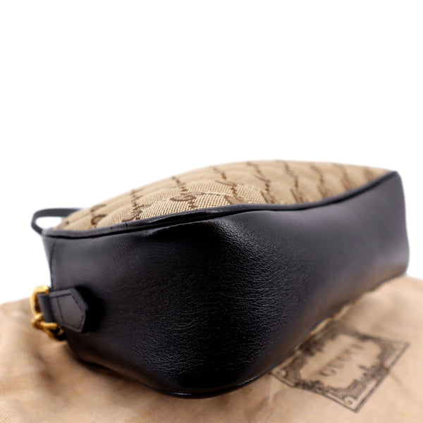 GUCCI GG Marmont Small Matelasse Canvas Leather Crossbody Bag Beige 447632