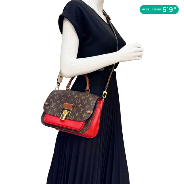 LOUIS VUITTON Vaugirard Monogram Canvas Shoulder Bag Coquelicot