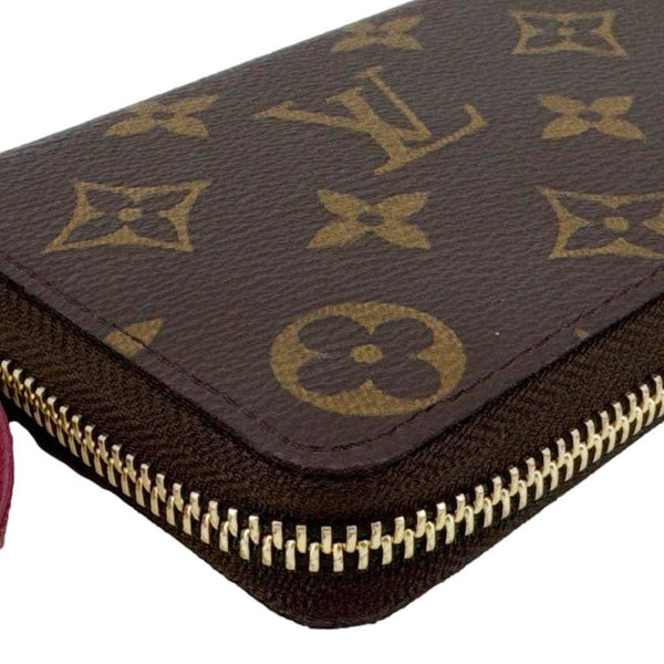 LOUIS VUITTON Clemence Monogram Canvas Zippy Wallet Brown