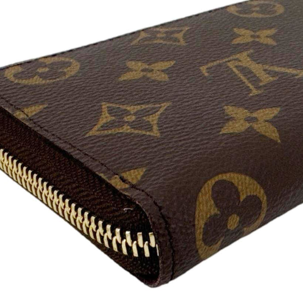 LOUIS VUITTON Clemence Monogram Canvas Zippy Wallet Brown