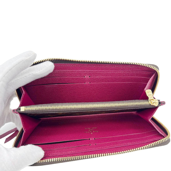 LOUIS VUITTON Clemence Monogram Canvas Zippy Wallet Brown