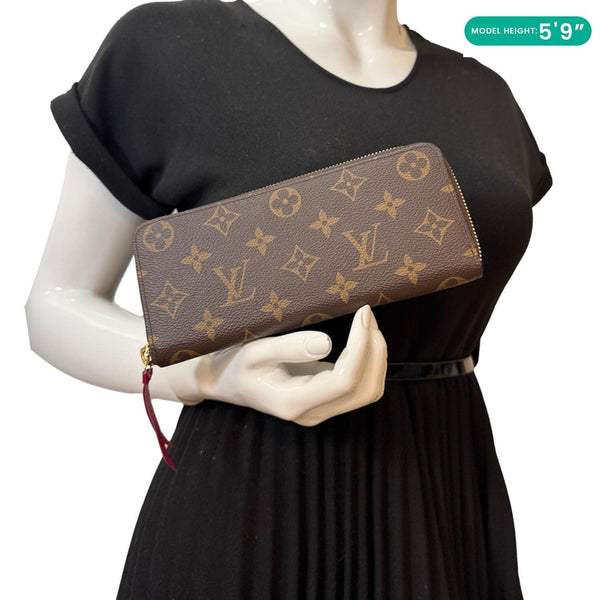 LOUIS VUITTON Clemence Monogram Canvas Zippy Wallet Brown