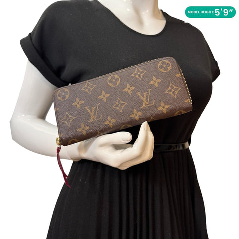 LOUIS VUITTON Clemence Monogram Canvas Zippy Wallet Brown