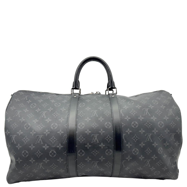LOUIS VUITTON Keepall 55 Bandouliere Monogram Eclipse Travel Bag Black