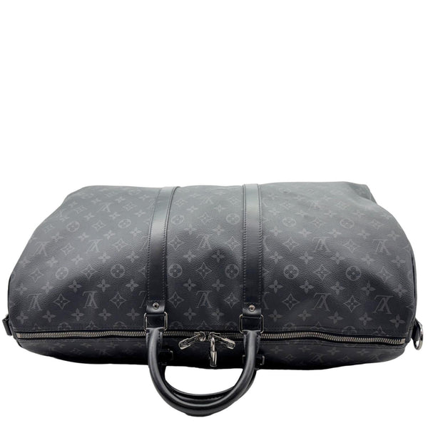 LOUIS VUITTON Keepall 55 Bandouliere Monogram Eclipse Travel Bag Black