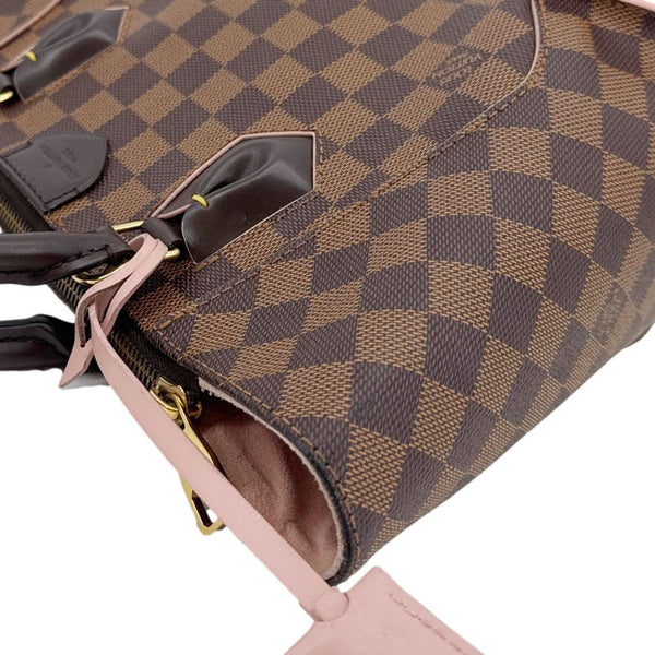 LOUIS VUITTON Caissa MM Damier Ebene Tote Bag Rose Ballerine