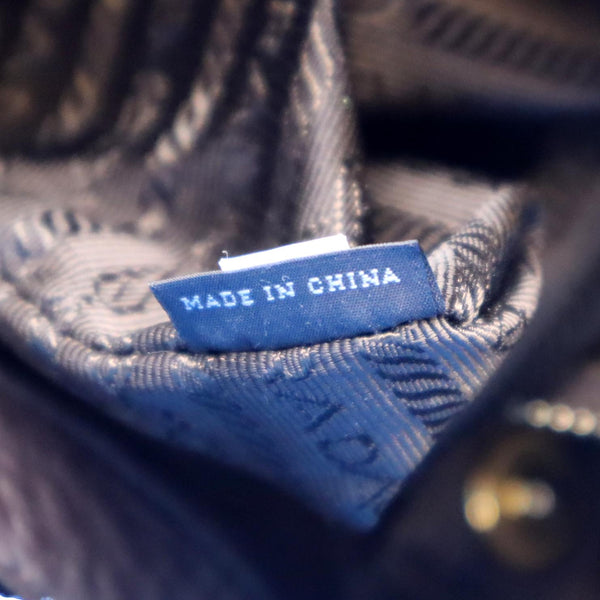 PRADA Vitello Daino Leather Tote Shoulder Bag Dark Brown