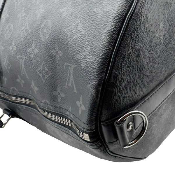 LOUIS VUITTON Keepall 55 Bandouliere Monogram Eclipse Travel Bag Black