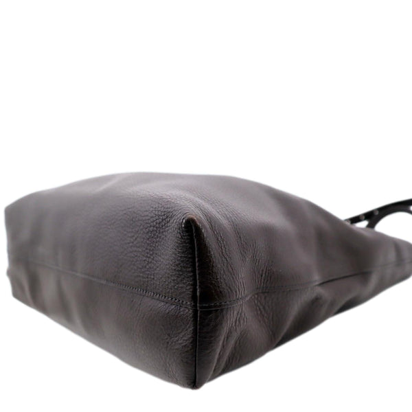 PRADA Vitello Daino Leather Tote Shoulder Bag Dark Brown