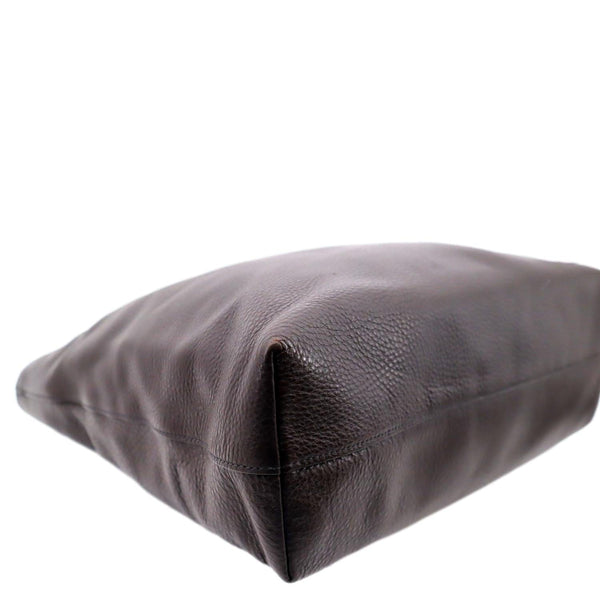 PRADA Vitello Daino Leather Tote Shoulder Bag Dark Brown