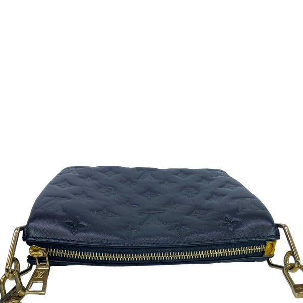 LOUIS VUITTON Coussin BB Monogram Embossed Leather Shoulder Bag Black