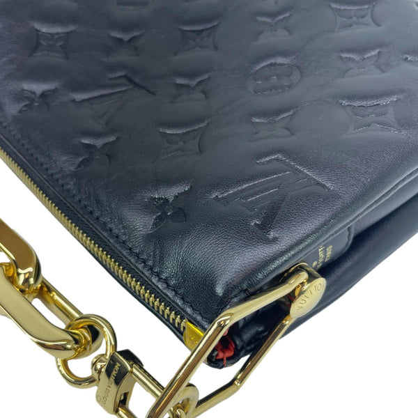 LOUIS VUITTON Coussin BB Monogram Embossed Leather Shoulder Bag Black