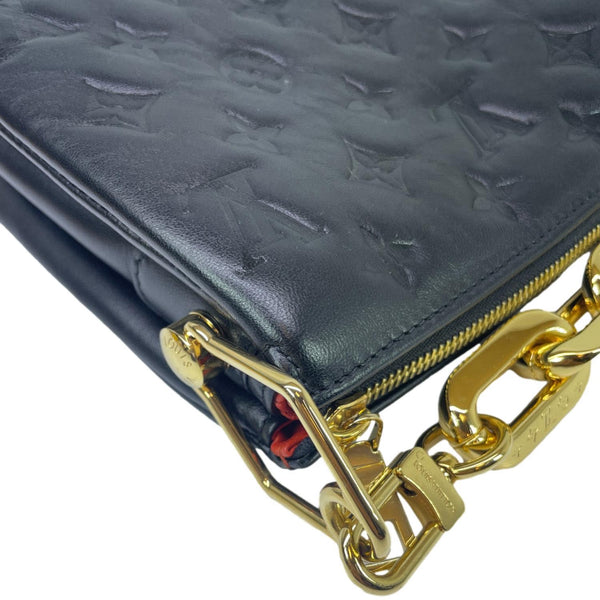LOUIS VUITTON Coussin BB Monogram Embossed Leather Shoulder Bag Black