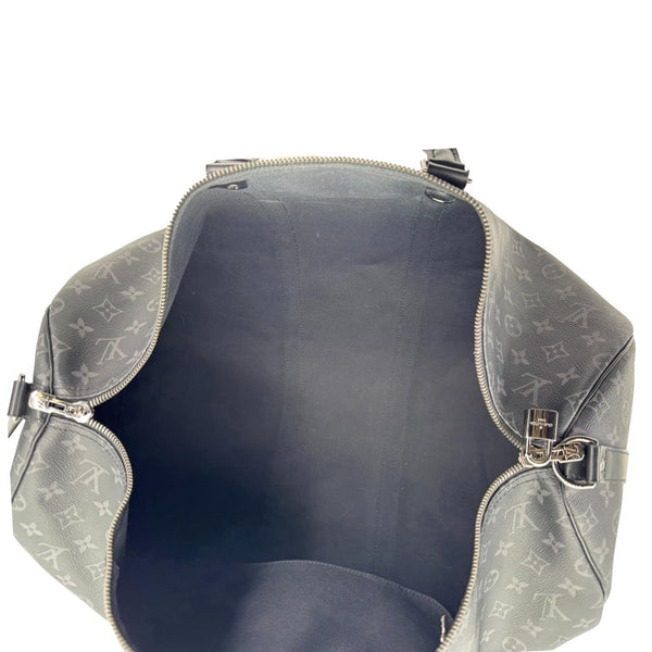 LOUIS VUITTON Keepall 55 Bandouliere Monogram Eclipse Travel Bag Black