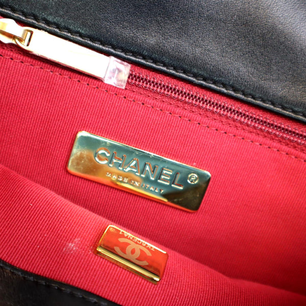 CHANEL 19 Small Flap Quilted Lambskin Leather Shoulder Bag Black