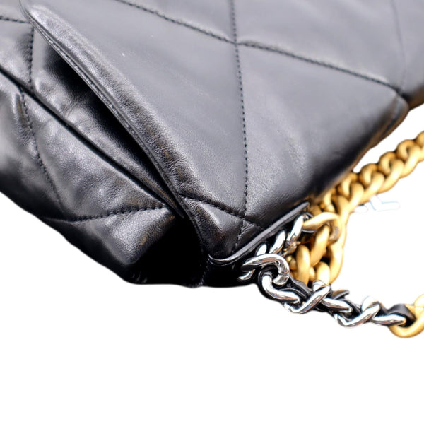 CHANEL 19 Small Flap Quilted Lambskin Leather Shoulder Bag Black