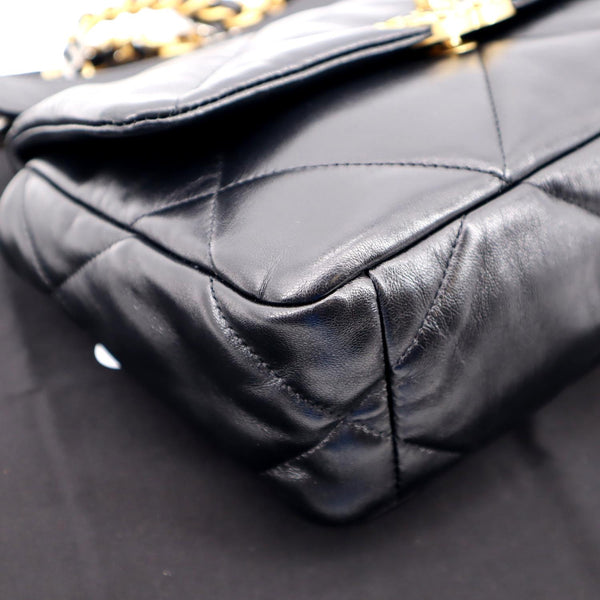 CHANEL 19 Small Flap Quilted Lambskin Leather Shoulder Bag Black
