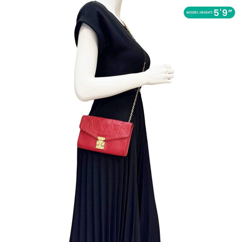 LOUIS VUITTON St Germain Pochette Empreinte Leather Shoulder Bag Red