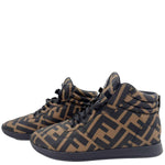 FENDI High Top FF Quilted Zucca Nylon Sneakers Size 38 Brown