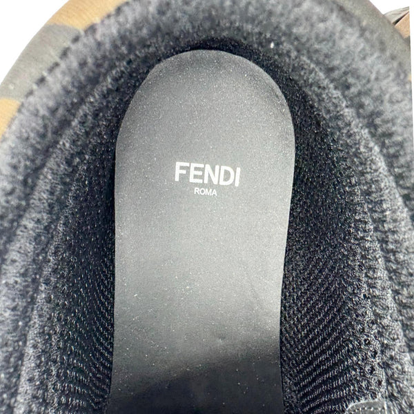 FENDI High Top FF Quilted Zucca Nylon Sneakers Size 38 Brown