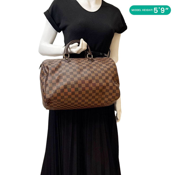 LOUIS VUITTON Speedy 35 Damier Ebene Satchel Bag Brown