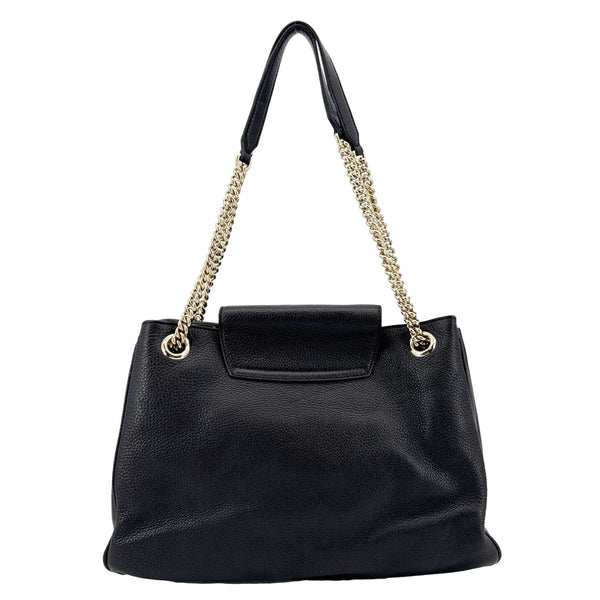 GUCCI Emily Pebbled Leather Chain Shoulder Bag Black 336757