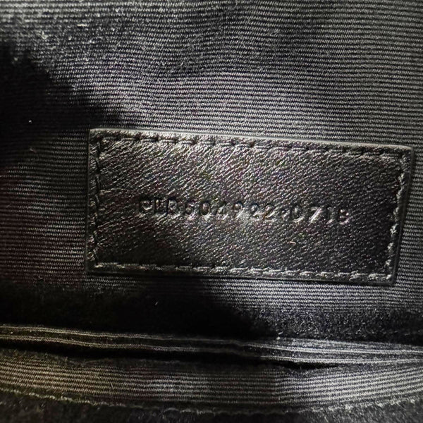 YVES SAINT LAURENT Monogram Bill Grain De Poudre Chevron Leather Zip Pouch Black