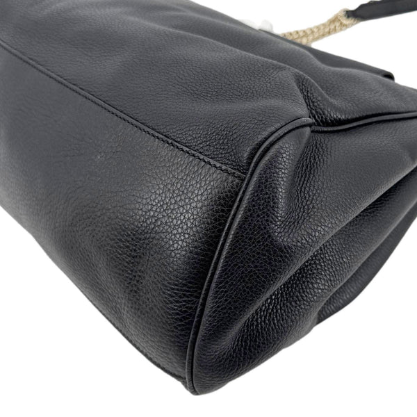 GUCCI Emily Pebbled Leather Chain Shoulder Bag Black 336757