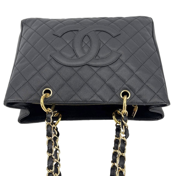 CHANEL Grand Shopping Quilted Leather Tote Bag Black