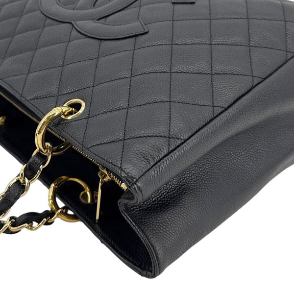 CHANEL Grand Shopping Quilted Leather Tote Bag Black