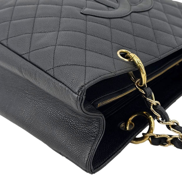 CHANEL Grand Shopping Quilted Leather Tote Bag Black