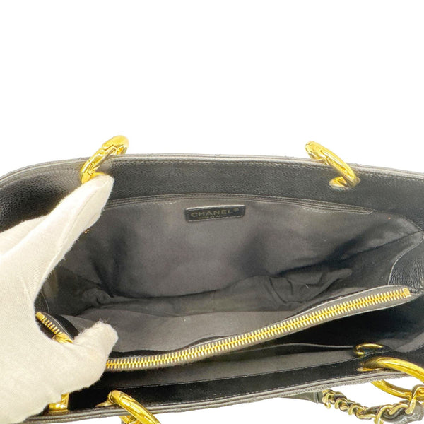 CHANEL Grand Shopping Quilted Leather Tote Bag Black
