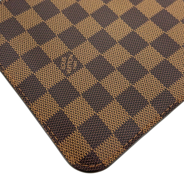 LOUIS VUITTON  Neverfull Damier Ebene Pochette Wristlet Pouch Brown