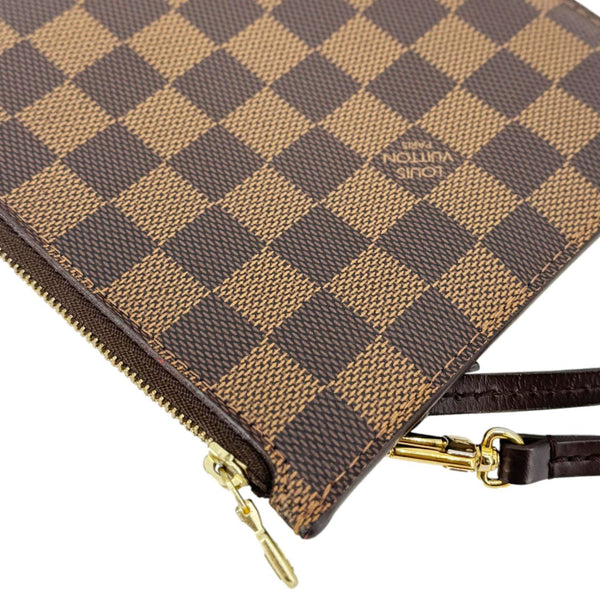LOUIS VUITTON  Neverfull Damier Ebene Pochette Wristlet Pouch Brown