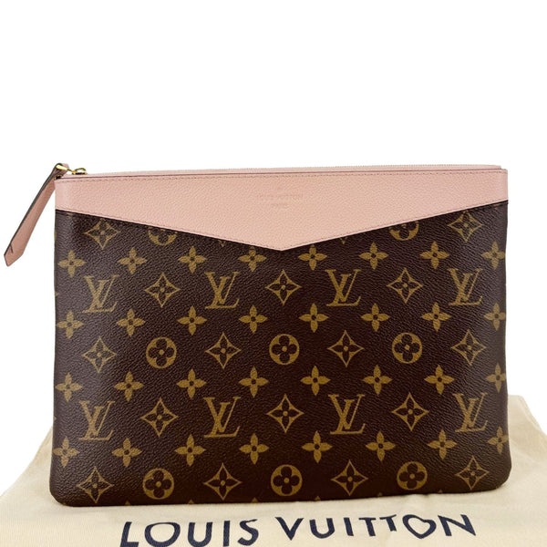 Louis Vuitton Daily Pouch Monogram Canvas Pink Clutch with Dust Bag