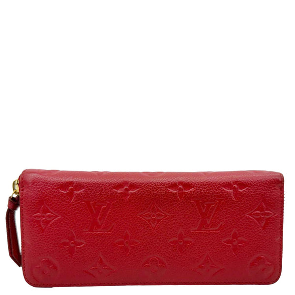 LOUIS VUITTON Clemence Monogram Empreinte Leather Wallet Red