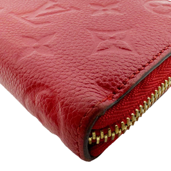 LOUIS VUITTON Clemence Monogram Empreinte Leather Wallet Red