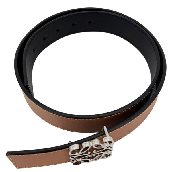 LOEWE Anagram Reversible Leather Belt Brown Size 85/34