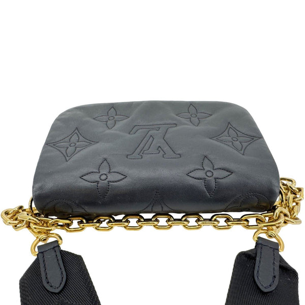 LOUIS VUITTON Calfskin Bubblegram Leather Wallet on Strap Bag Black