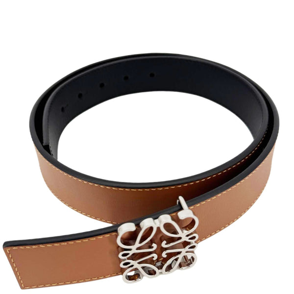 LOEWE Anagram Reversible Leather Belt Brown Size 85/34