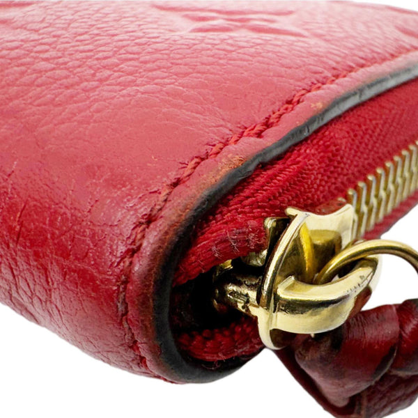 LOUIS VUITTON Clemence Monogram Empreinte Leather Wallet Red