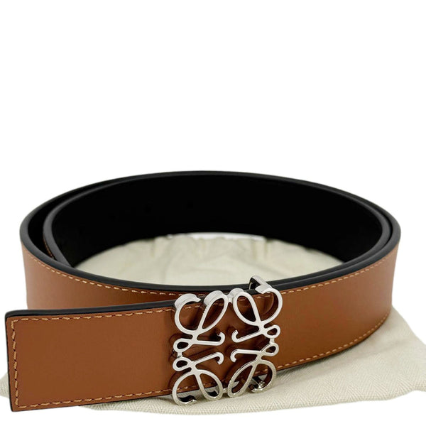 LOEWE Anagram Reversible Leather Belt Brown Size 85/34