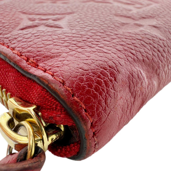 LOUIS VUITTON Clemence Monogram Empreinte Leather Wallet Red